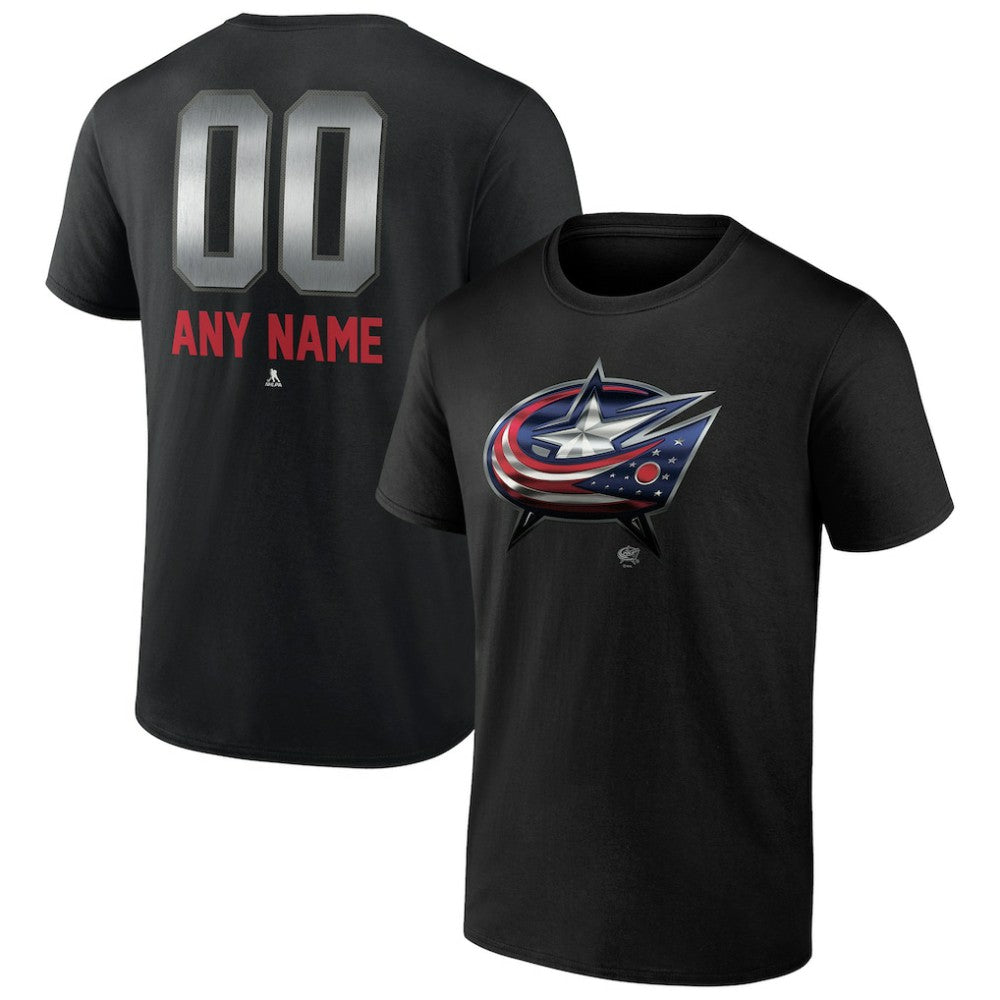 Columbus Blue Jackets Personalized Midnight Mascot Logo T-Shirt - Black | NHL Clearance