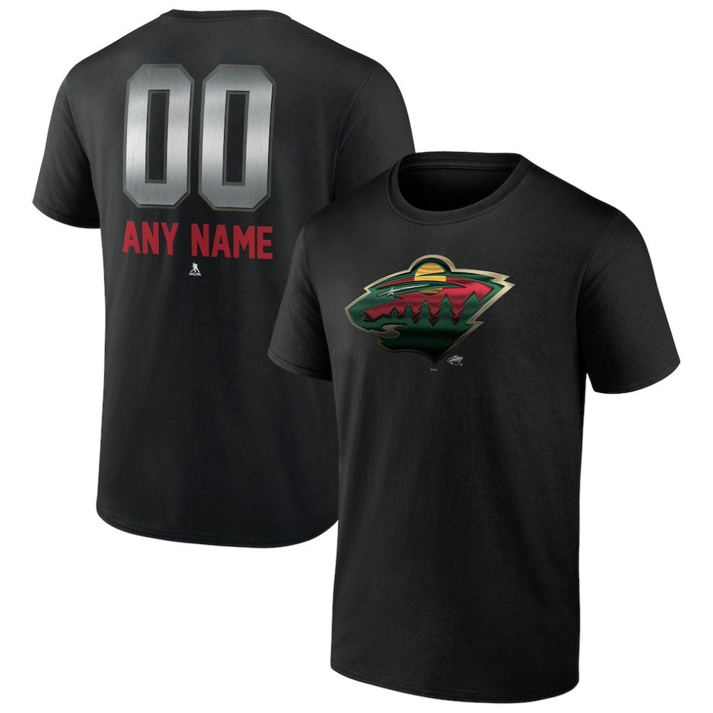 Minnesota Wild Personalized Midnight Mascot Logo T-Shirt - Black | NHL near me