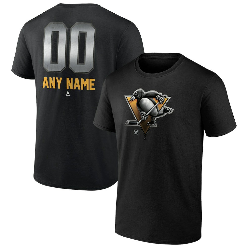 Pittsburgh Penguins Personalized Midnight Mascot Logo T-Shirt - Black | NHL Lifestyle