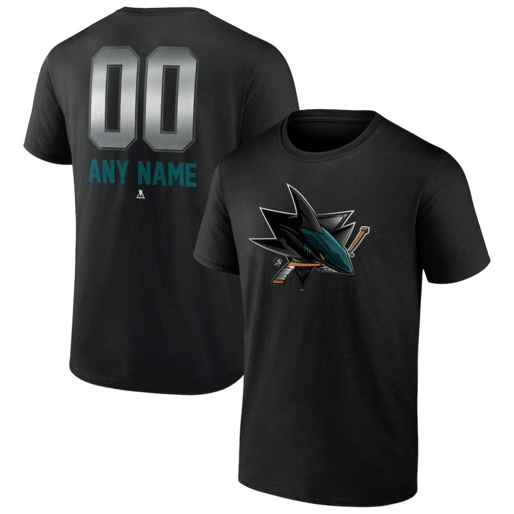 San Jose Sharks Personalized Midnight Mascot Logo T-Shirt - Black | NHL Lifestyle