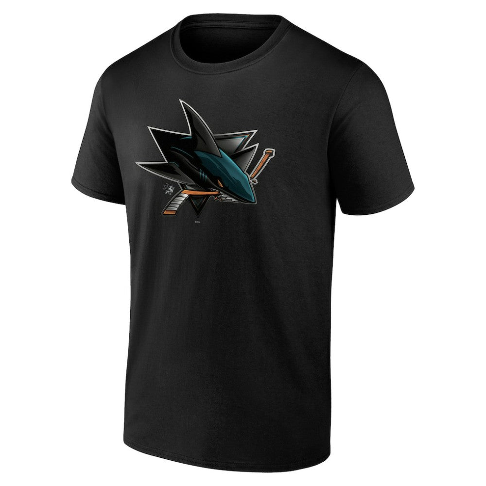 San Jose Sharks Personalized Midnight Mascot Logo T-Shirt - Black | NHL Lifestyle