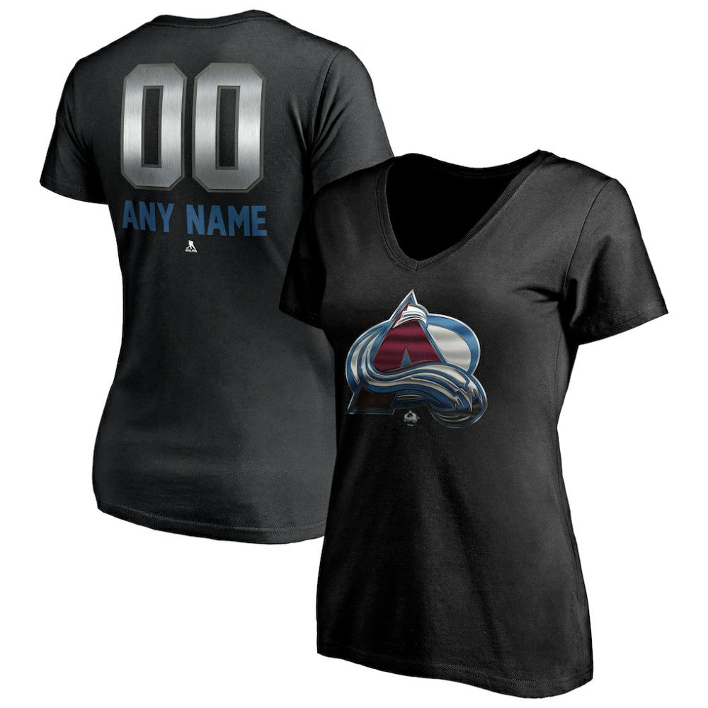 Colorado Avalanche Women's Personalized Midnight Mascot Logo V-Neck T-Shirt - Black | NHL discount