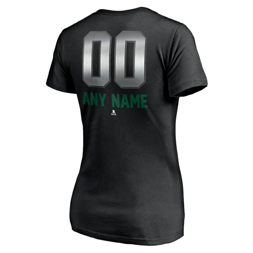 Dallas Stars Women's Personalized Midnight Mascot Logo V-Neck T-Shirt - Black | NHL on sale