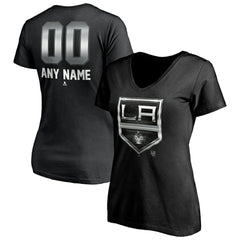 Los Angeles Kings Women's Personalized Midnight Mascot Logo V-Neck T-Shirt - Black | NHL Clearance