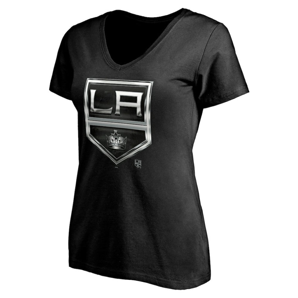 Los Angeles Kings Women's Personalized Midnight Mascot Logo V-Neck T-Shirt - Black | NHL Clearance