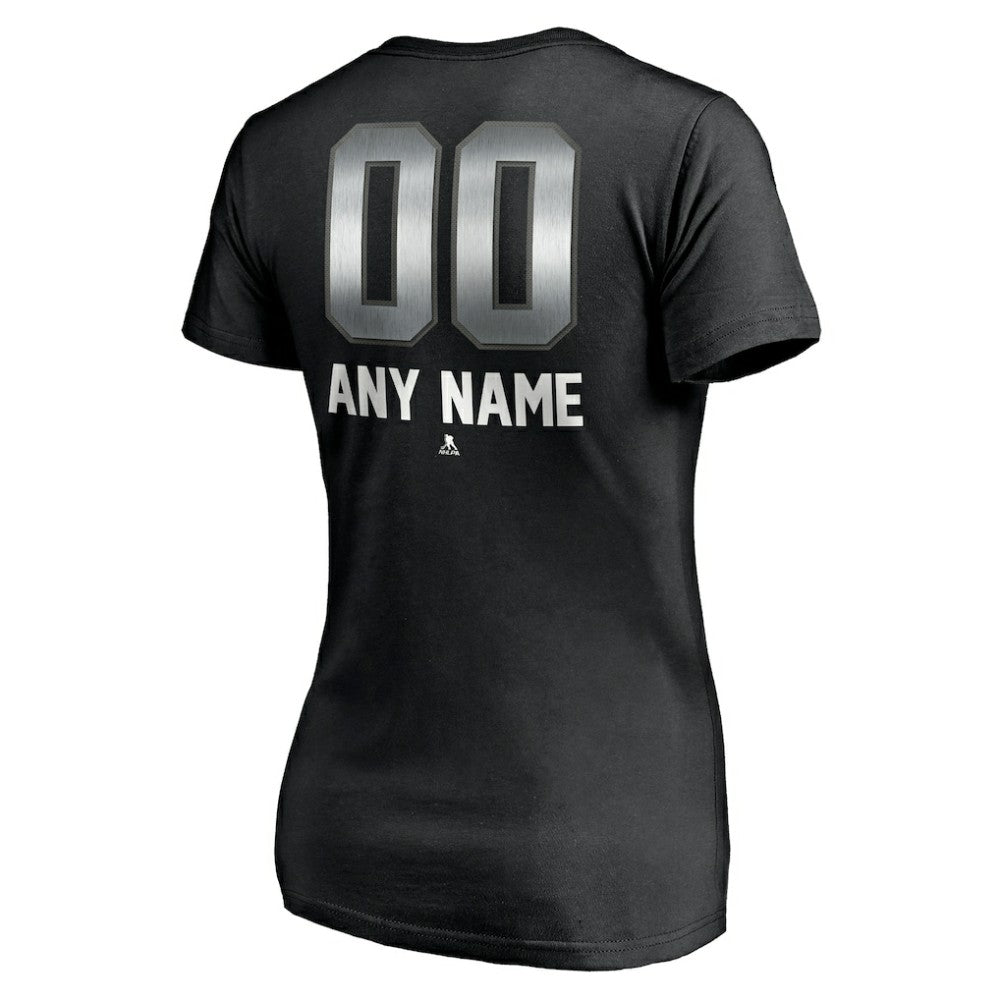 Los Angeles Kings Women's Personalized Midnight Mascot Logo V-Neck T-Shirt - Black | NHL Clearance
