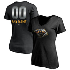 Nashville Predators Women's Personalized Midnight Mascot Logo V-Neck T-Shirt - Black | NHL online