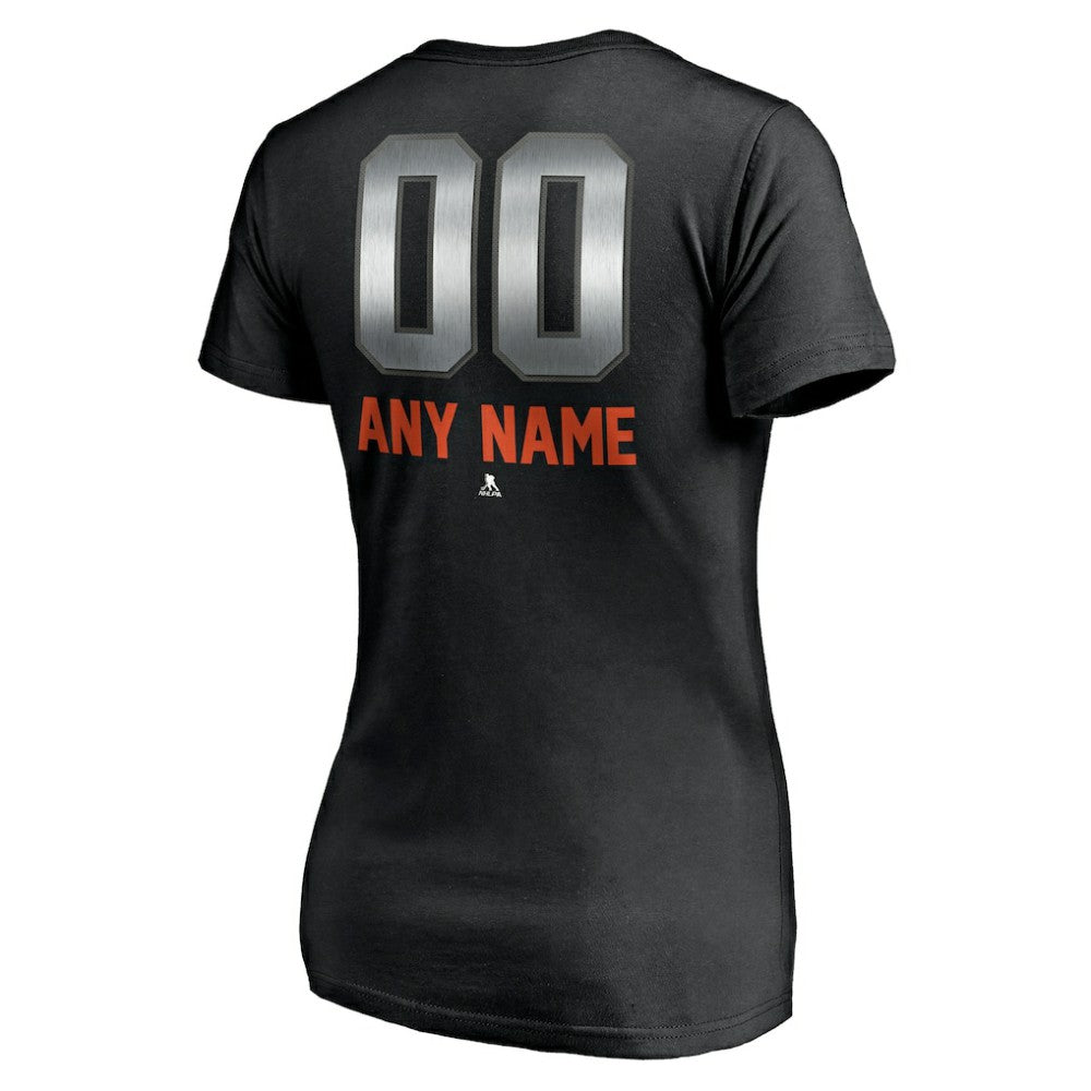 New York Islanders Women's Personalized Midnight Mascot Logo V-Neck T-Shirt - Black | NHL Lifestyle