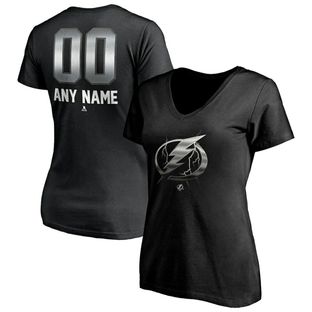 Tampa Bay Lightning Women's Personalized Midnight Mascot Logo V-Neck T-Shirt - Black | NHL sale