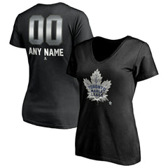 Toronto Maple Leafs Women's Personalized Midnight Mascot Logo V-Neck T-Shirt - Black | NHL online