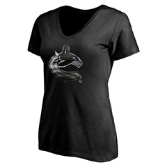 Vancouver Canucks Women's Personalized Midnight Mascot Logo V-Neck T-Shirt - Black | NHL on sale