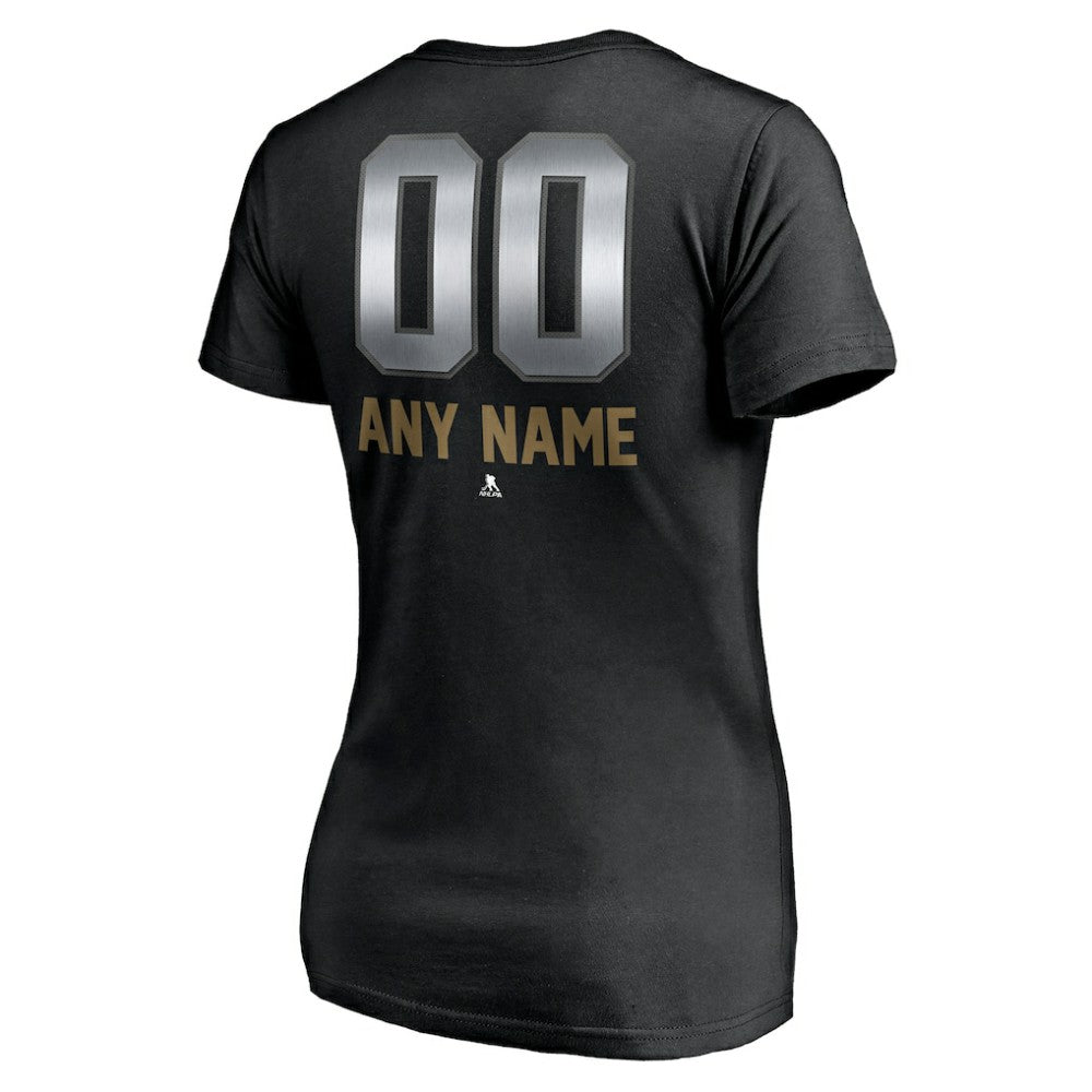 Vegas Golden Knights Women's Personalized Midnight Mascot Logo V-Neck T-Shirt - Black | NHL sale