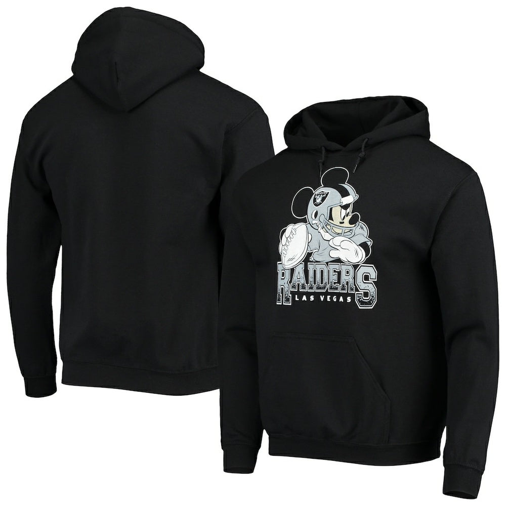 Las Vegas Raiders Junk Food Disney Mickey Quarterback Pullover Hoodie - Black - NFL