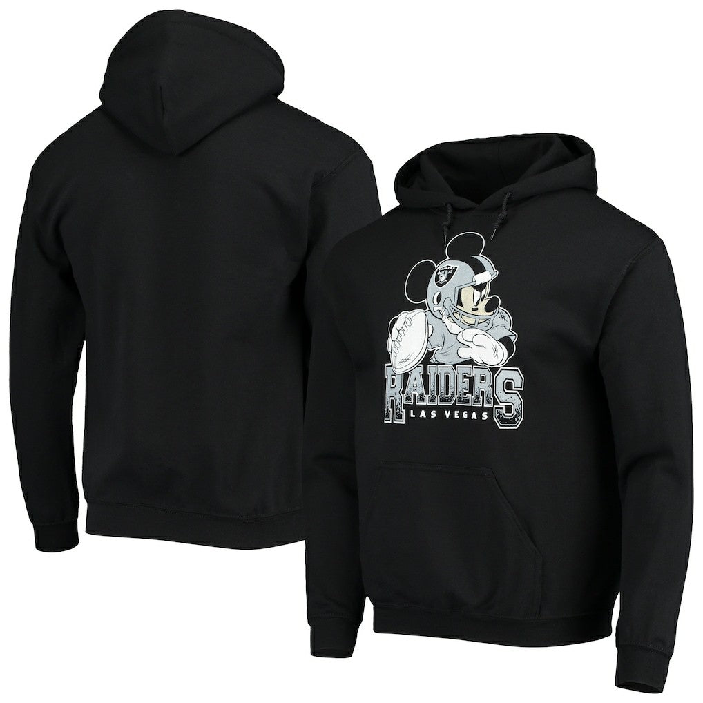 Las Vegas Raiders Junk Food Disney Mickey Quarterback Pullover Hoodie - Black - NFL