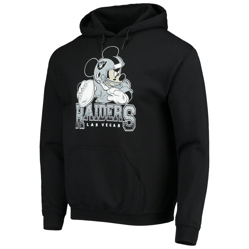 Las Vegas Raiders Junk Food Disney Mickey Quarterback Pullover Hoodie - Black - NFL