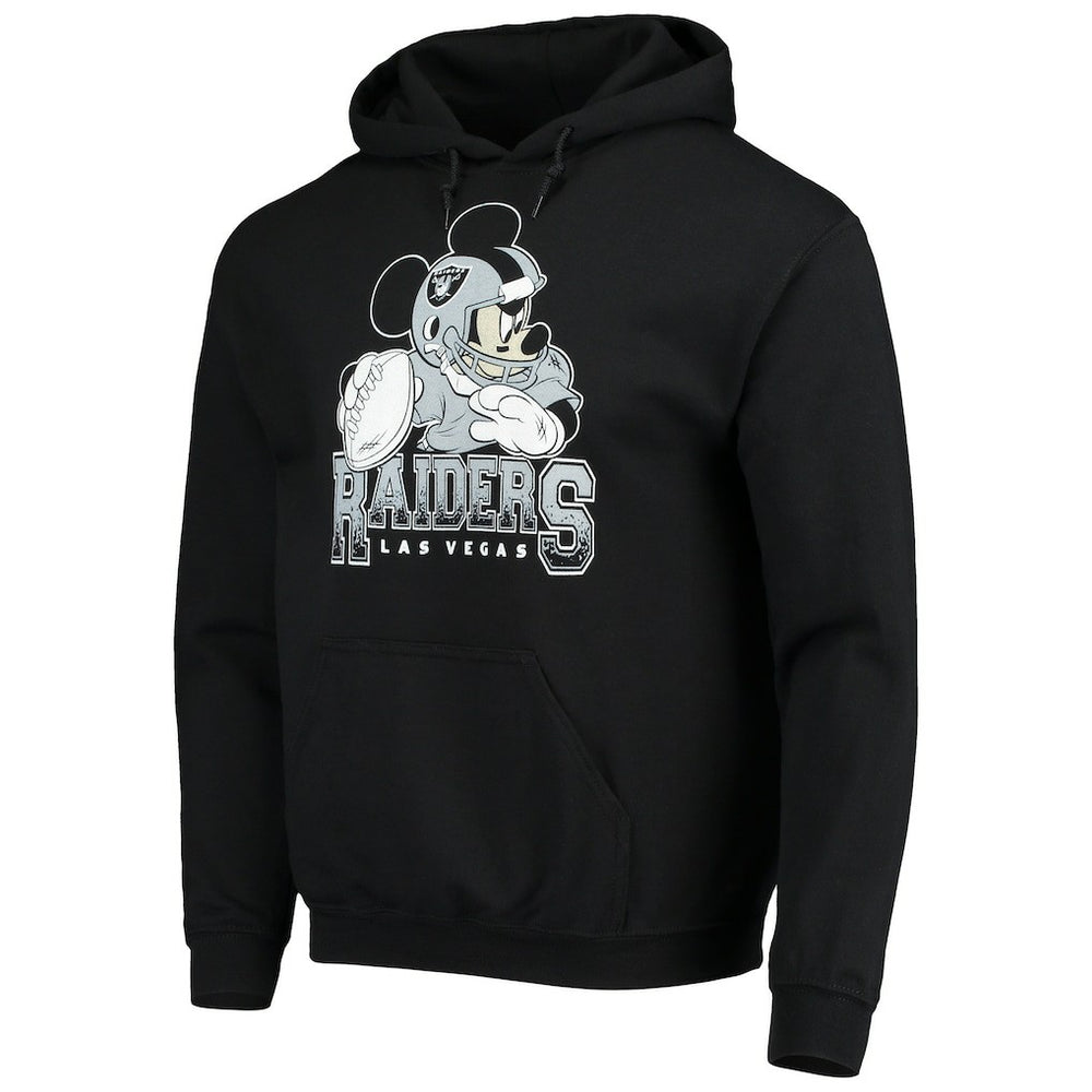Las Vegas Raiders Junk Food Disney Mickey Quarterback Pullover Hoodie - Black - NFL