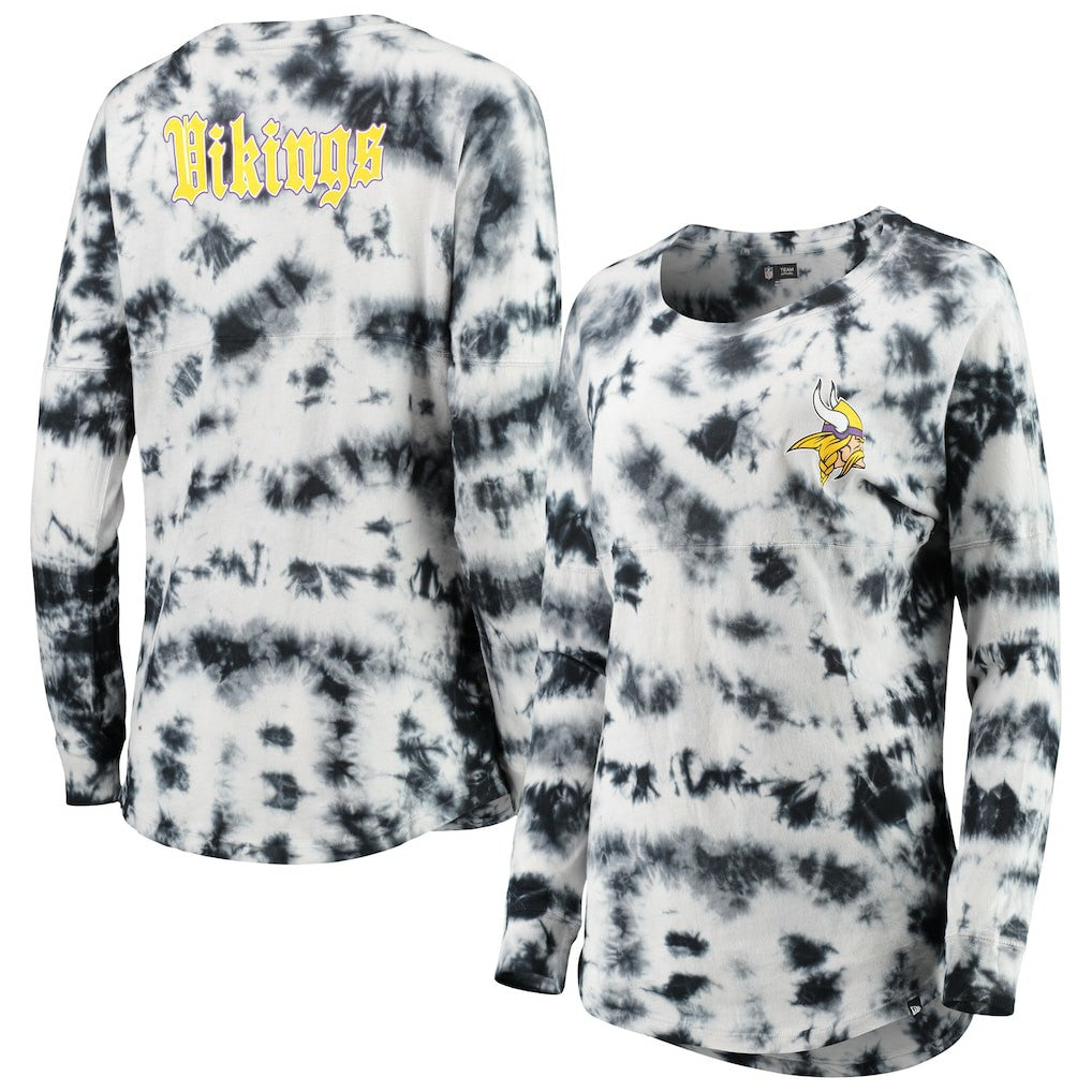 Minnesota Vikings New Era Women's Tie-Dye Long Sleeve T-Shirt - Black - NFL