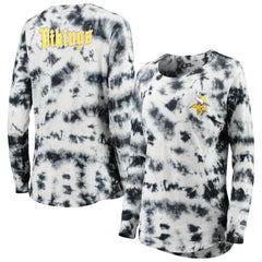Minnesota Vikings New Era Women's Tie-Dye Long Sleeve T-Shirt - Black - NFL