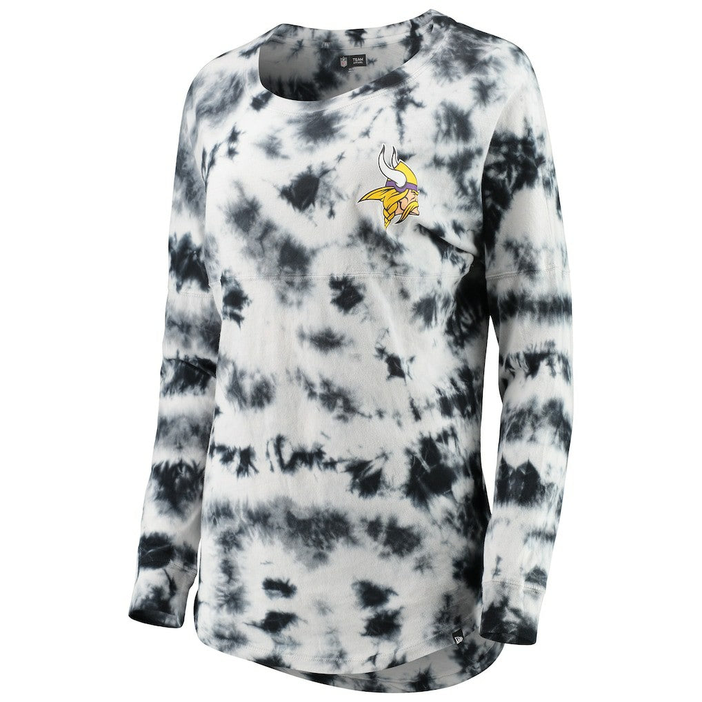 Minnesota Vikings New Era Women's Tie-Dye Long Sleeve T-Shirt - Black - NFL