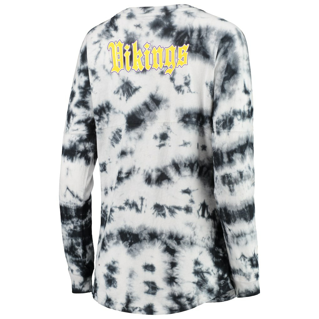 Minnesota Vikings New Era Women's Tie-Dye Long Sleeve T-Shirt - Black - NFL