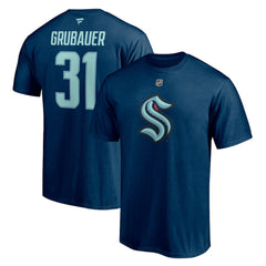 Philipp Grubauer Seattle Kraken Fanatics Authentic Stack Name & Number T-Shirt - Deep Sea Blue | Fanatics online
