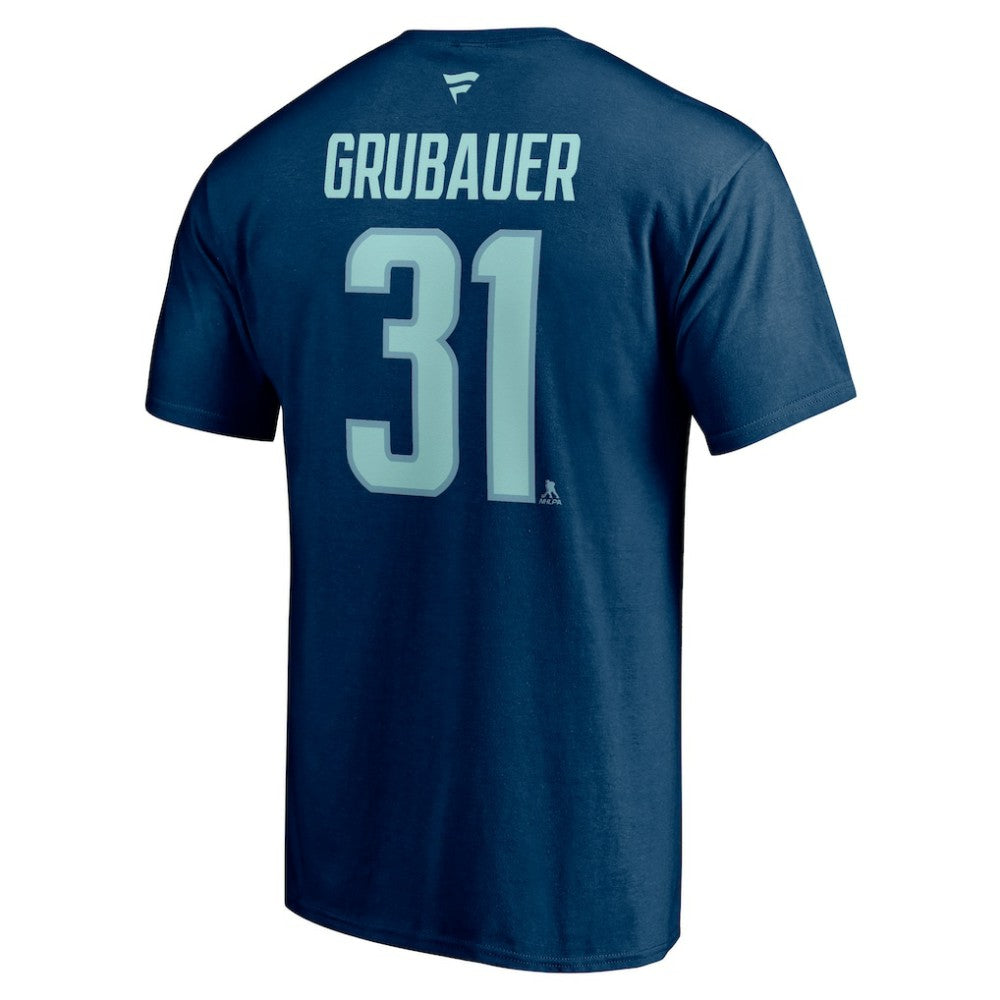 Philipp Grubauer Seattle Kraken Fanatics Authentic Stack Name & Number T-Shirt - Deep Sea Blue | Fanatics online