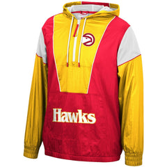 Mitchell & Ness Atlanta Hawks Hardwood Classics Highlight Reel Windbreaker Half-Zip Hoodie Jacket Red/Yellow