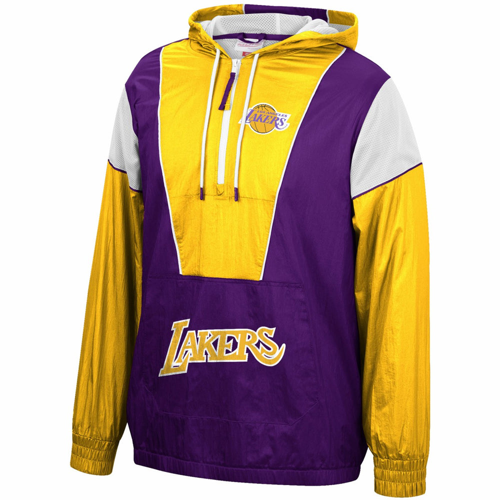 Mitchell & Ness Los Angeles Lakers Hardwood Classics Highlight Reel Windbreaker Half-Zip Hoodie Jacket Purple/Gold