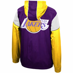 Mitchell & Ness Los Angeles Lakers Hardwood Classics Highlight Reel Windbreaker Half-Zip Hoodie Jacket Purple/Gold