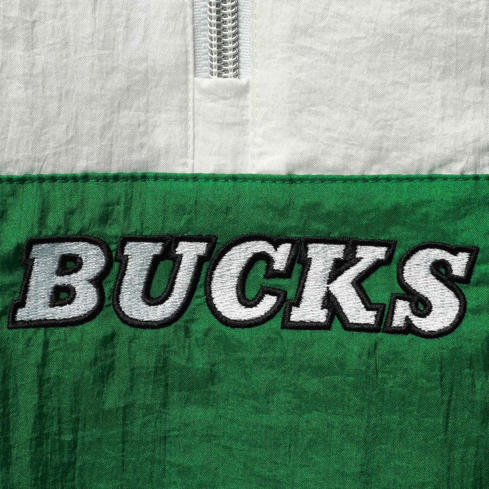 Mitchell & Ness Milwaukee Bucks Women's Half-Zip Windbreaker 2.0 Hoodie Green