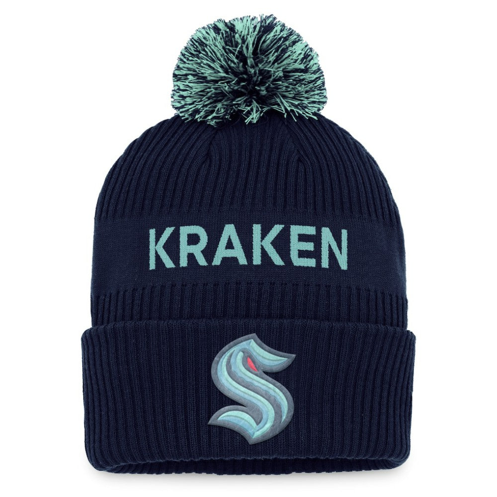 Seattle Kraken Fanatics 2022 NHL Draft Authentic Pro Cuffed Knit Hat with Pom - Deep Sea Blue/Light Blue | Fanatics near me