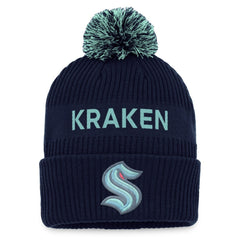 Seattle Kraken Fanatics 2022 NHL Draft Authentic Pro Cuffed Knit Hat with Pom - Deep Sea Blue/Light Blue | Fanatics near me