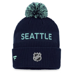 Seattle Kraken Fanatics 2022 NHL Draft Authentic Pro Cuffed Knit Hat with Pom - Deep Sea Blue/Light Blue | Fanatics near me