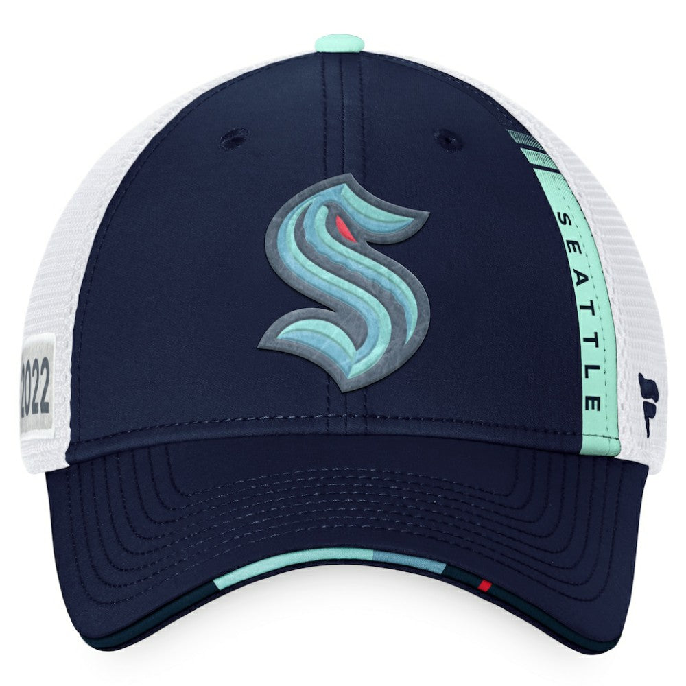 Seattle Kraken Fanatics 2022 NHL Draft Authentic Pro On Stage Trucker Adjustable Hat - Navy/White | Fanatics online
