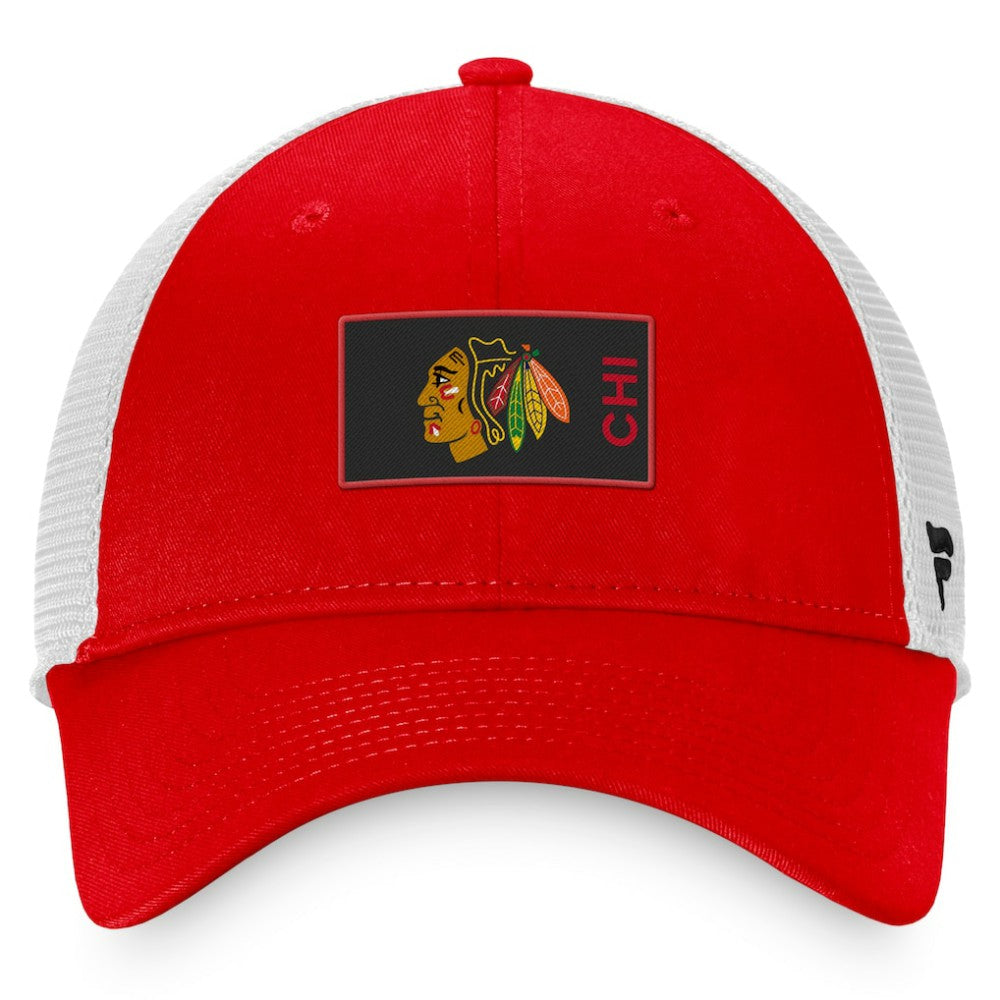 Chicago Blackhawks Fanatics Authentic Pro Rink Trucker Snapback Hat - Red | Fanatics Lifestyle
