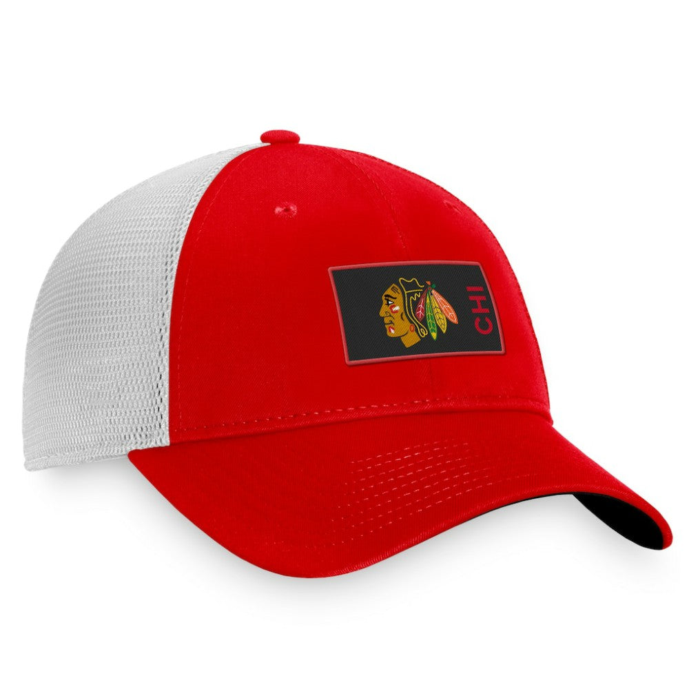Chicago Blackhawks Fanatics Authentic Pro Rink Trucker Snapback Hat - Red | Fanatics Lifestyle
