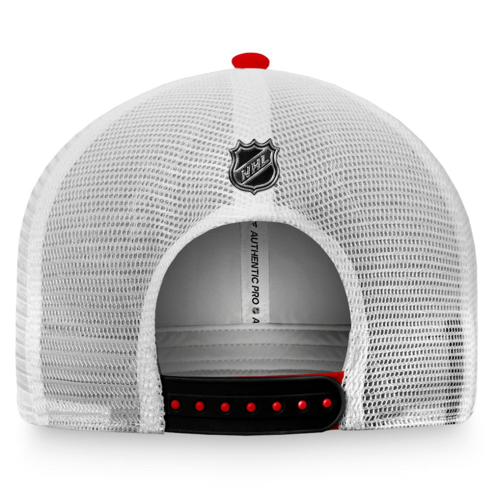 Chicago Blackhawks Fanatics Authentic Pro Rink Trucker Snapback Hat - Red | Fanatics Lifestyle