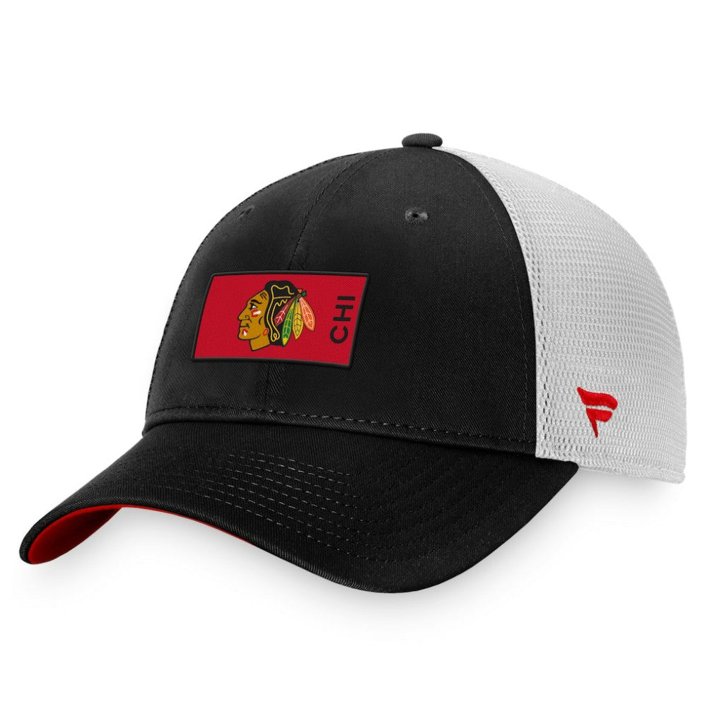 Chicago Blackhawks Fanatics Authentic Pro Rink Trucker Snapback Hat - Black/White | Fanatics on sale