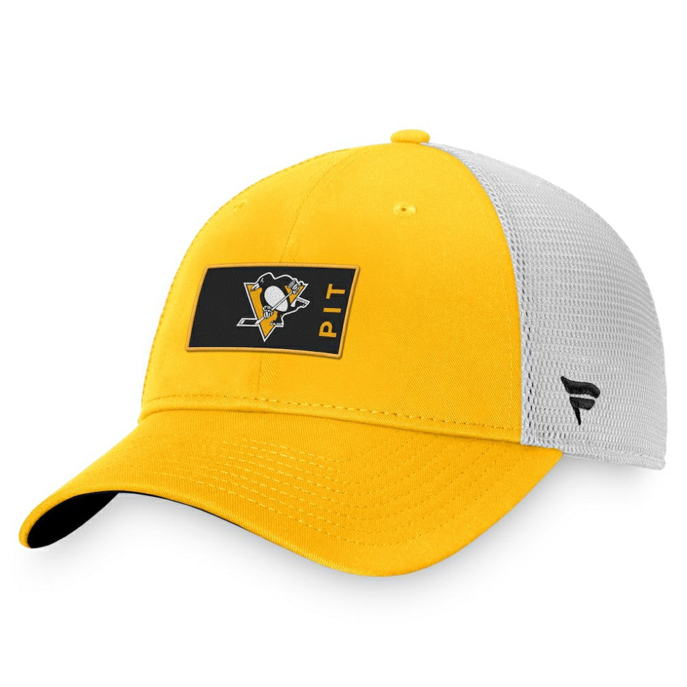 Pittsburgh Penguins Fanatics Authentic Pro Rink Trucker Snapback Hat - Gold/White | Fanatics Clearance