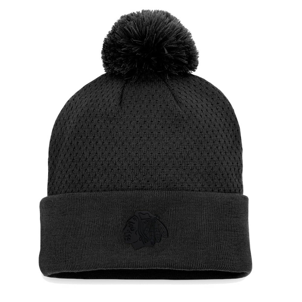 Chicago Blackhawks Fanatics Women's Authentic Pro Road Cuffed Knit Hat with Pom - Black | Fanatics on sale