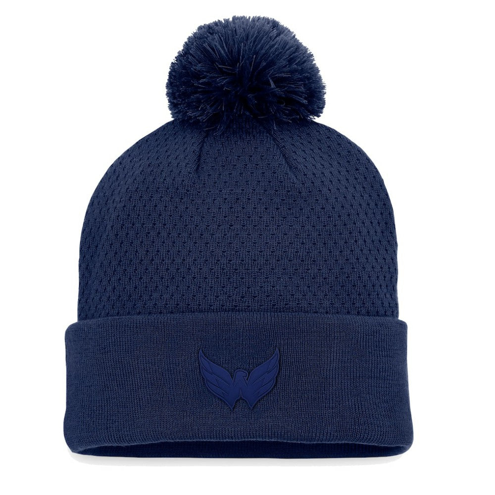 Washington Capitals Fanatics Women's Authentic Pro Road Cuffed Knit Hat with Pom - Navy | Fanatics Clearance