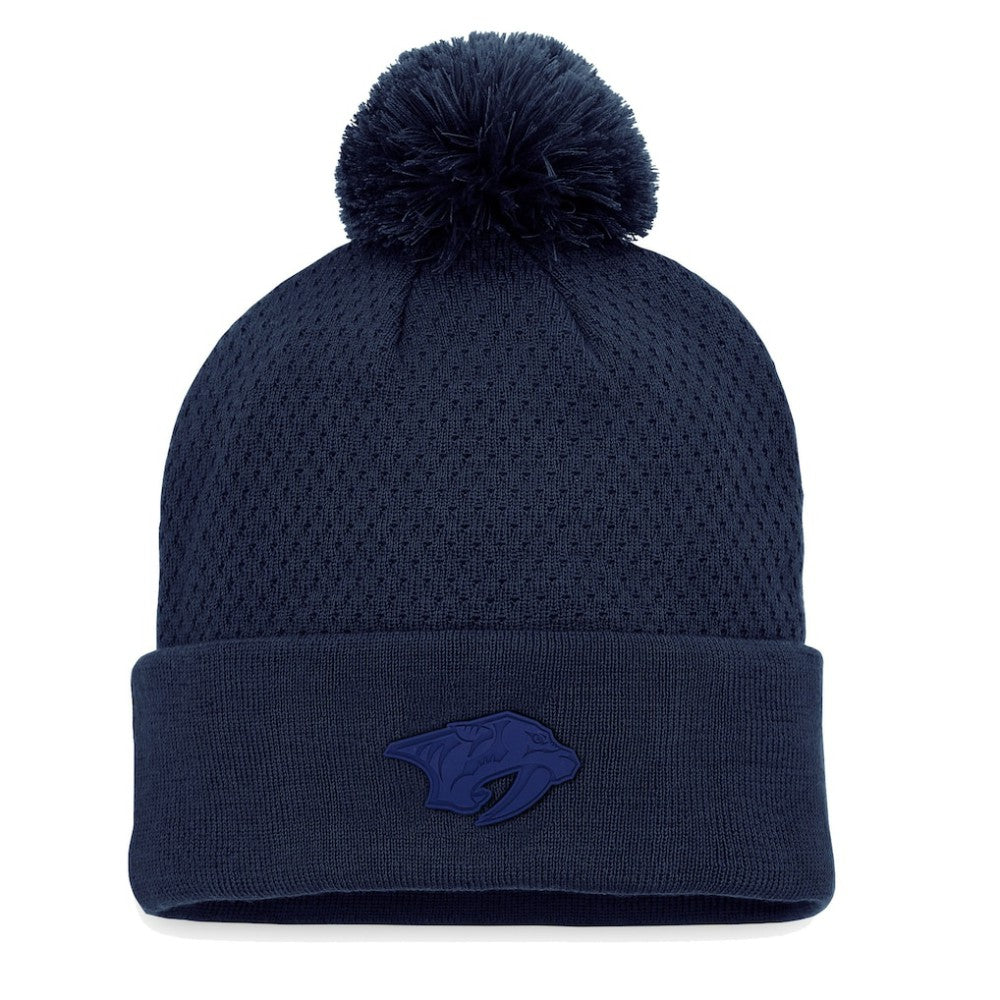 Nashville Predators Fanatics Women's Authentic Pro Road Cuffed Knit Hat with Pom - Navy | Fanatics on sale