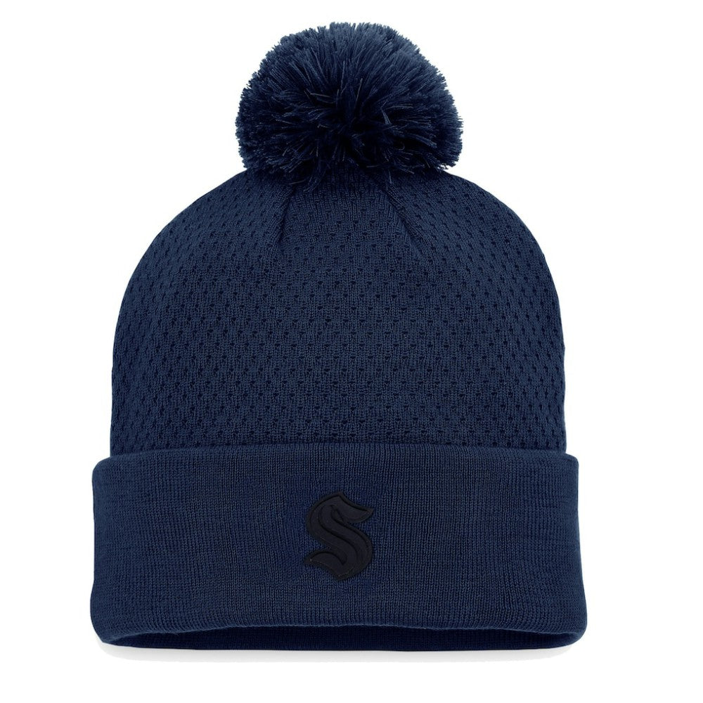 Seattle Kraken Fanatics Women's Authentic Pro Road Cuffed Knit Hat with Pom - Deep Sea Blue | Fanatics sale