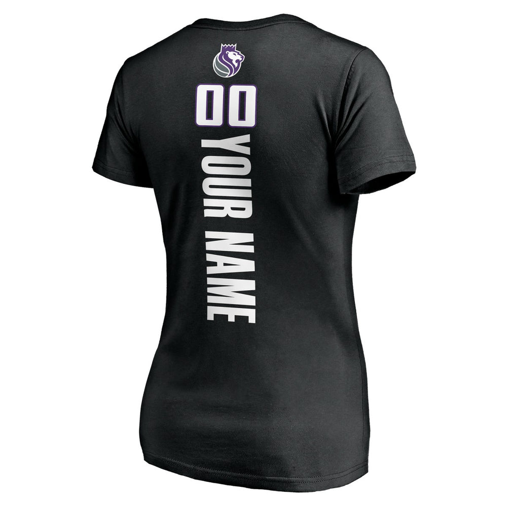 Sacramento Kings Women's Personalized Playmaker Team V-Neck T-Shirt Black