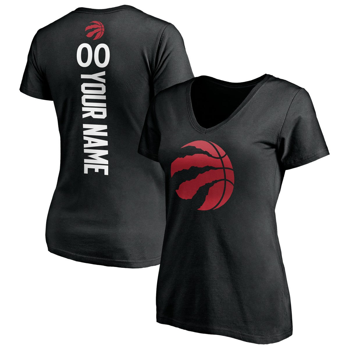Toronto Raptors Women's Personalized Playmaker Team V-Neck T-Shirt Black