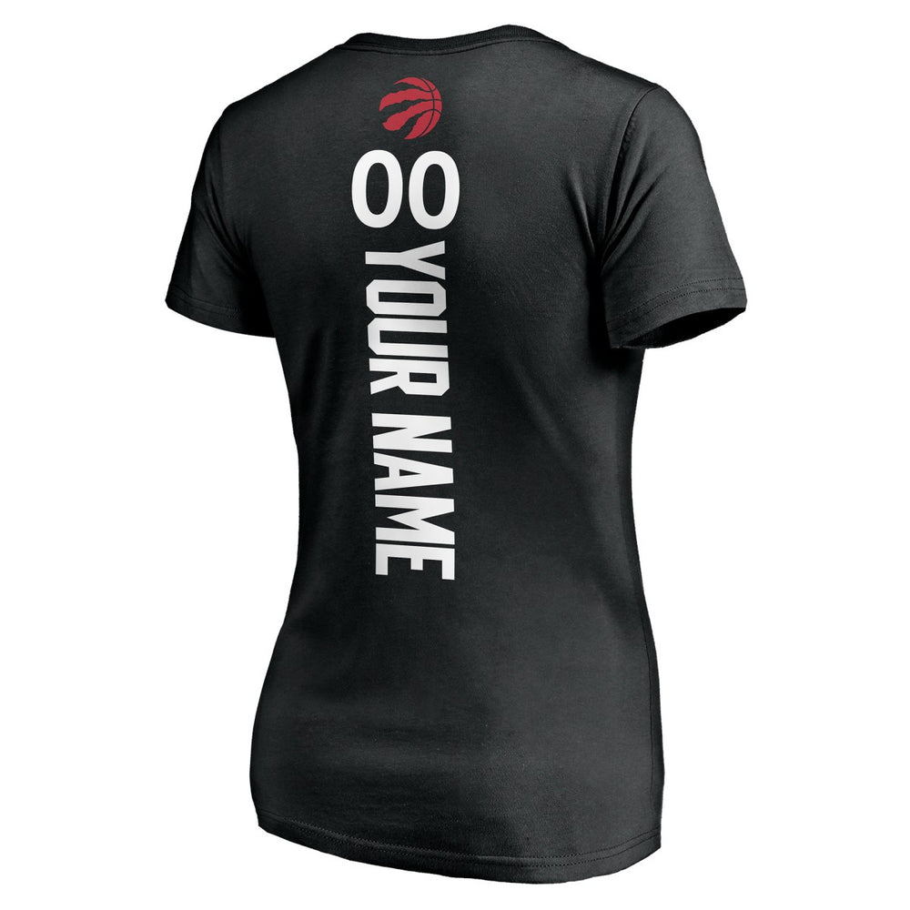 Toronto Raptors Women's Personalized Playmaker Team V-Neck T-Shirt Black