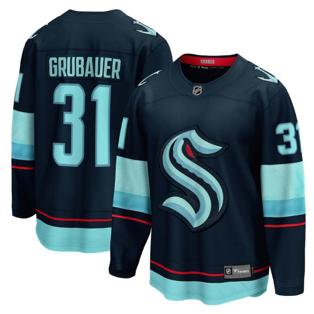 Philipp Grubauer Seattle Kraken Fanatics Home Breakaway Player Jersey - Navy | Fanatics Lifestyle