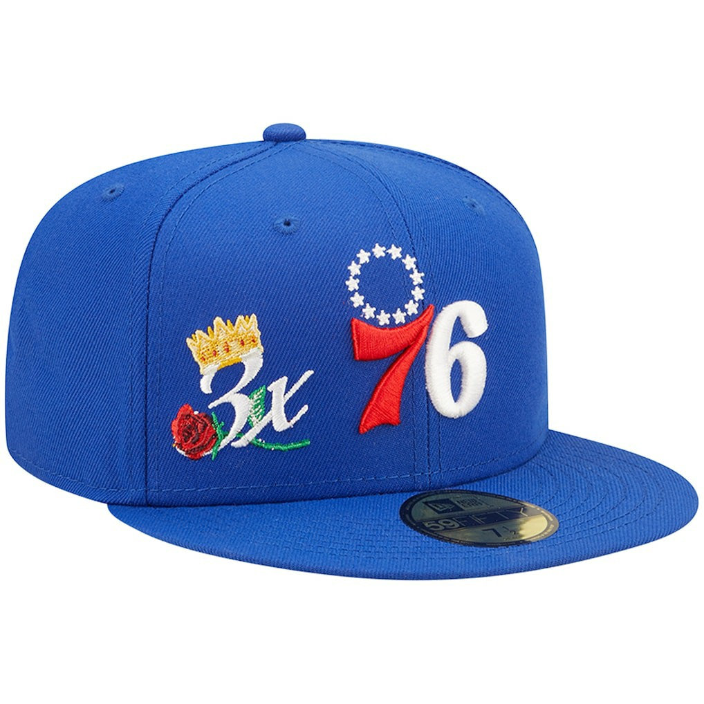 New Era Philadelphia 76ers 3x NBA Finals Champions Crown 59FIFTY Fitted Hat Royal