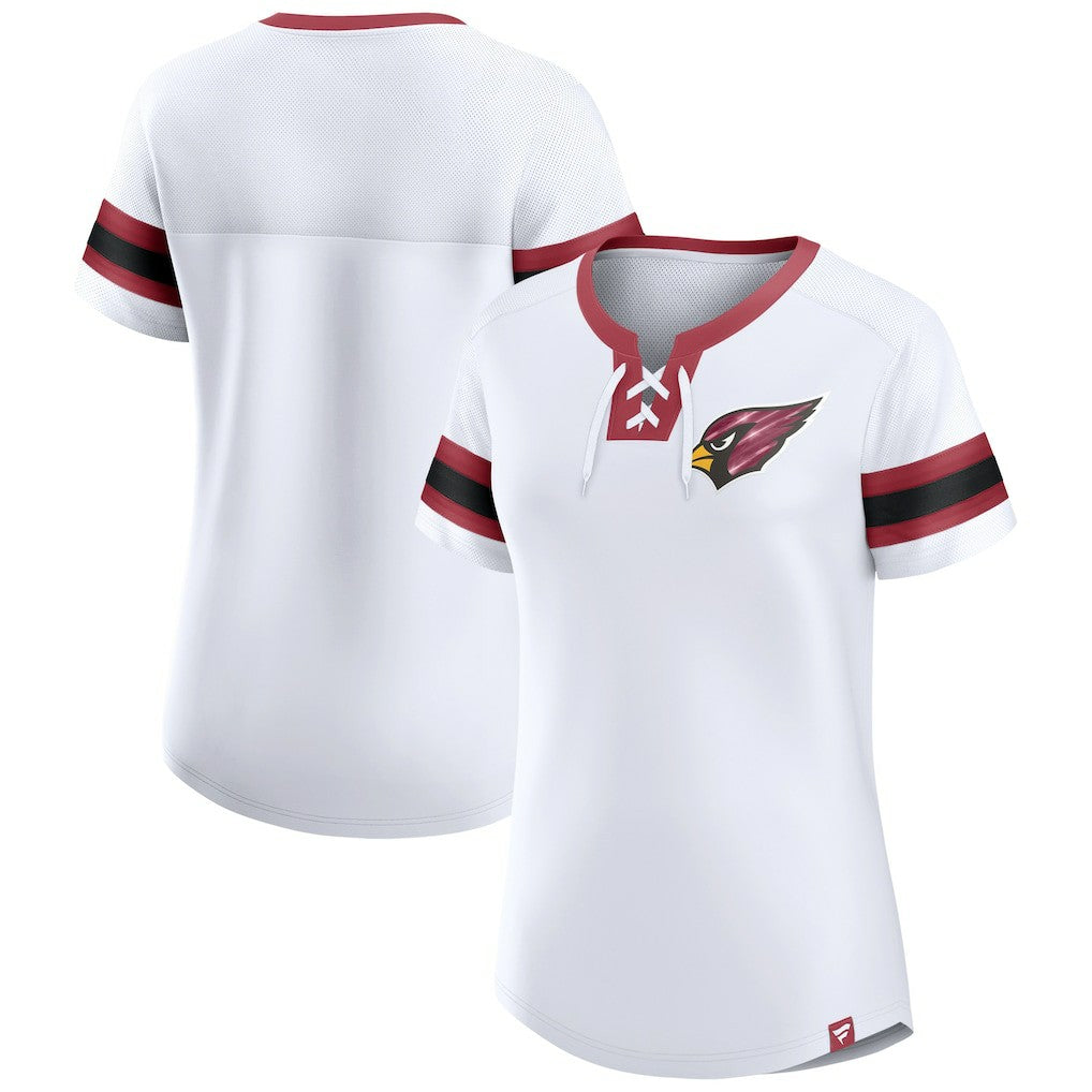 Arizona Cardinals Women's Sunday Best Lace-Up T-Shirt - White - Fanatics