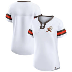 Cleveland Browns Women's Brownie The Elf Gridiron Classics Sunday Best Lace-Up T-Shirt - White - Fanatics